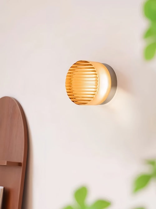 Acrylic Round Lounge Wall Lights - Amber, Clear, Smoke Shades - motivodecor.com