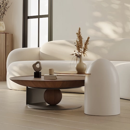 Elegant Walnut Wood Coffee Table Set – A Blend of Modern Minimalism an - motivodecor.com