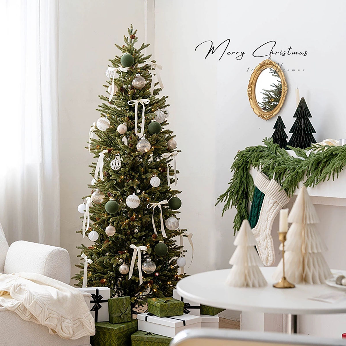 6ft Pencil Christmas Tree - Slim Holiday Decor with Lights & Realistic Needles