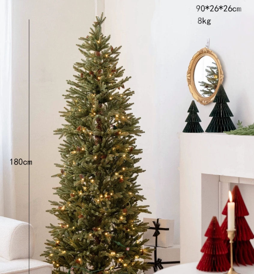 6ft Pencil Christmas Tree - Slim Holiday Decor with Lights & Realistic Needles