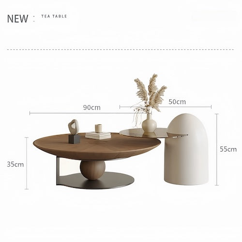 Elegant Walnut Wood Coffee Table Set – A Blend of Modern Minimalism an - motivodecor.com