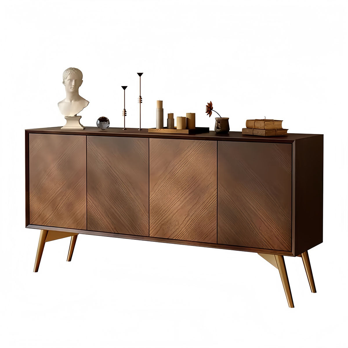 Wooden Cabinet: Solid Wood Sideboard with Spacious Storage & Wide Surface