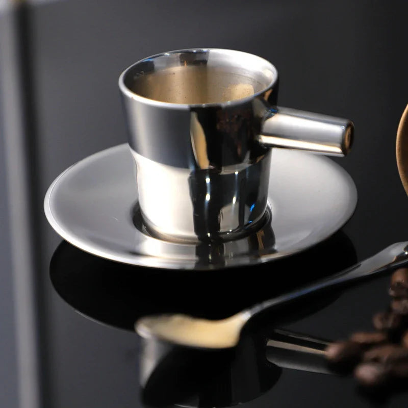 Coffee Cup - 304 Stainless Steel Double Espresso Cup 80ml - motivodecor.com