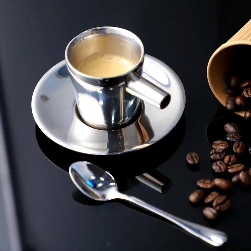 Coffee Cup - 304 Stainless Steel Double Espresso Cup 80ml - motivodecor.com