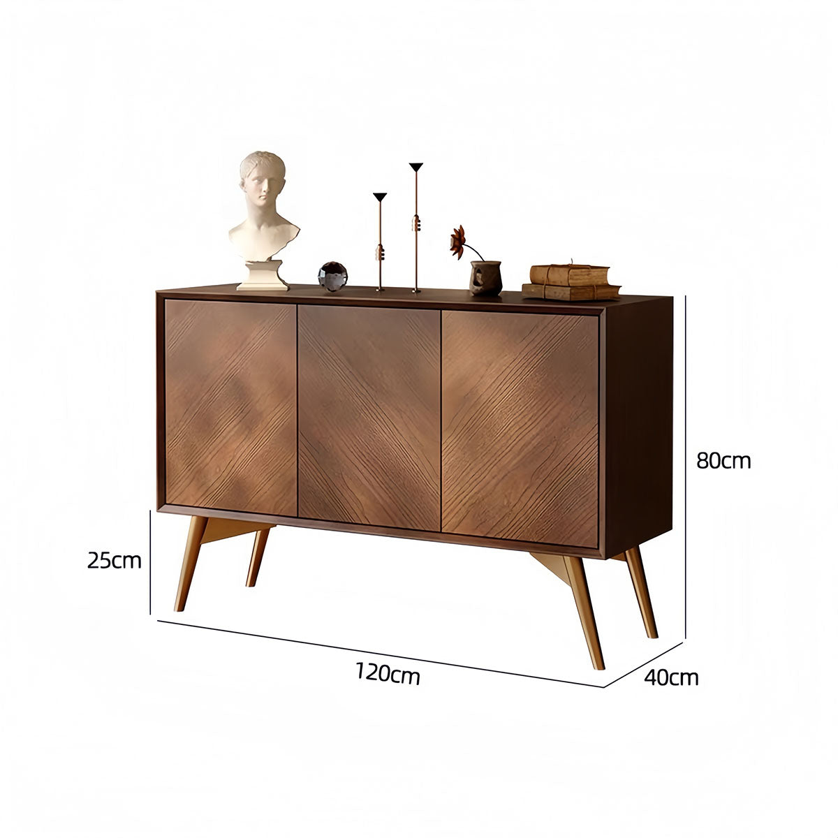 Wooden Cabinet: Solid Wood Sideboard with Spacious Storage & Wide Surface