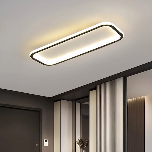 Simple modern LED ceiling light in luxury gold, perfect for kitchens and living rooms.