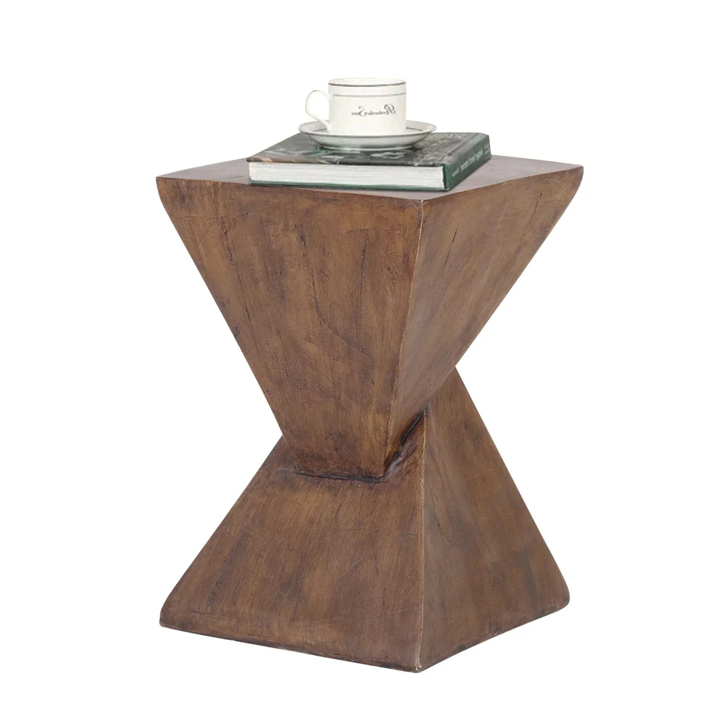 Modern elegance lightweight concrete side table with a geometric design, perfect for living rooms and versatile use.