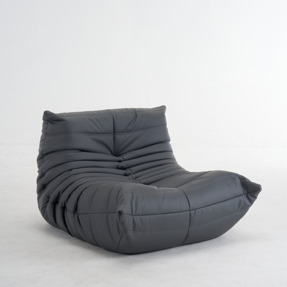 Gray bean bag chair on a white background  - motivodecor.com