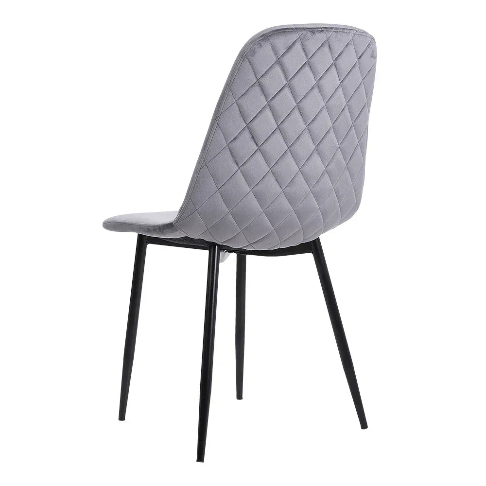 Set of 2 Velvet Upholstered Dining Chairs – Modern Rhombus Set - motivodecor.com