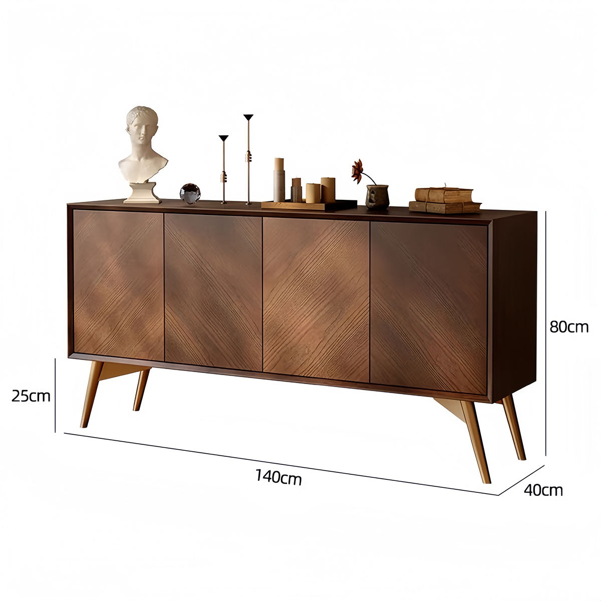Wooden Cabinet: Solid Wood Sideboard with Spacious Storage & Wide Surface
