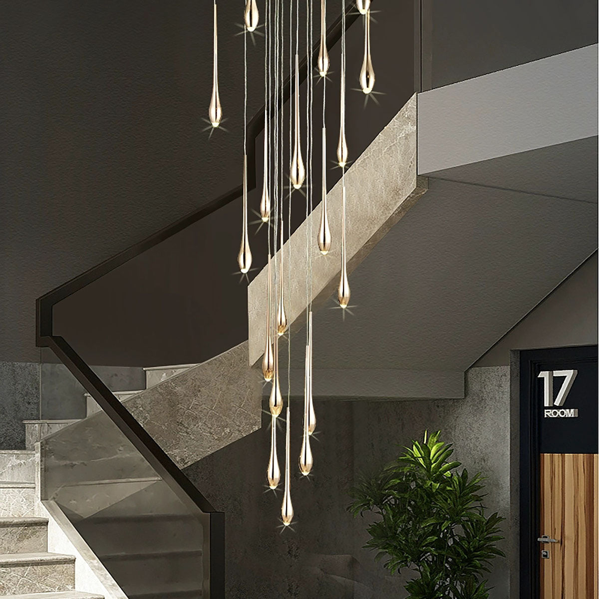 Staircase Pendant Light - Modern Minimalist LED Chandelier for Living Rooms