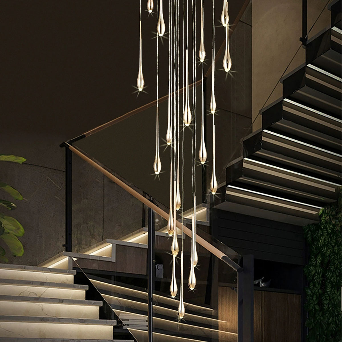Staircase Pendant Light - Modern Minimalist LED Chandelier for Living Rooms