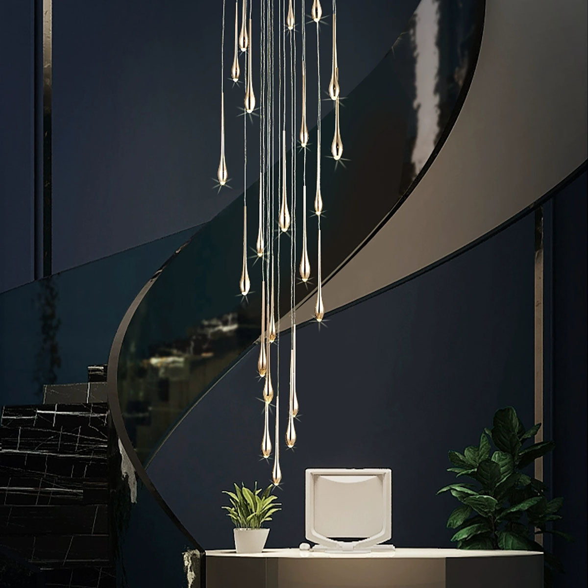 Staircase Pendant Light - Modern Minimalist LED Chandelier for Living Rooms