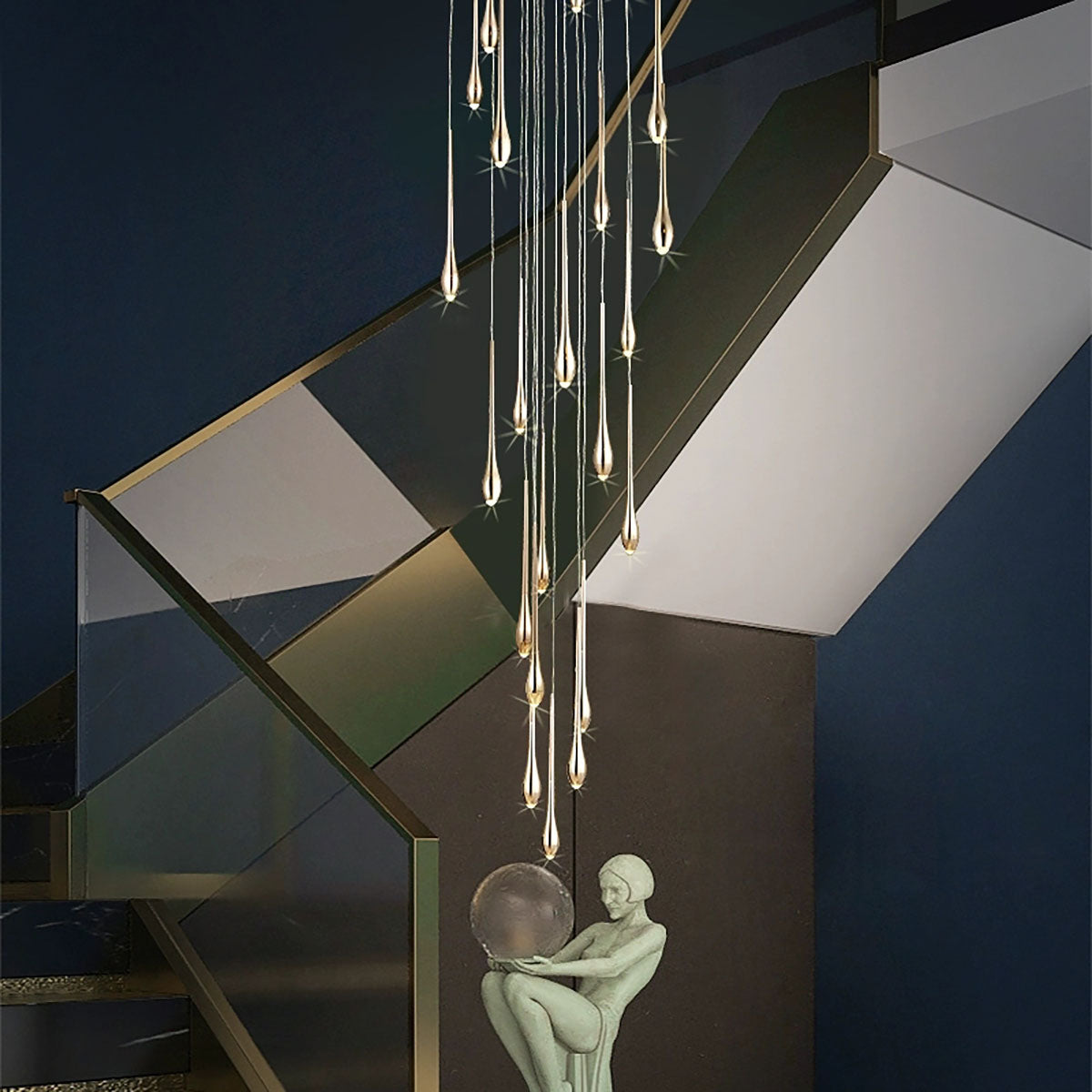 Staircase Pendant Light - Modern Minimalist LED Chandelier for Living Rooms