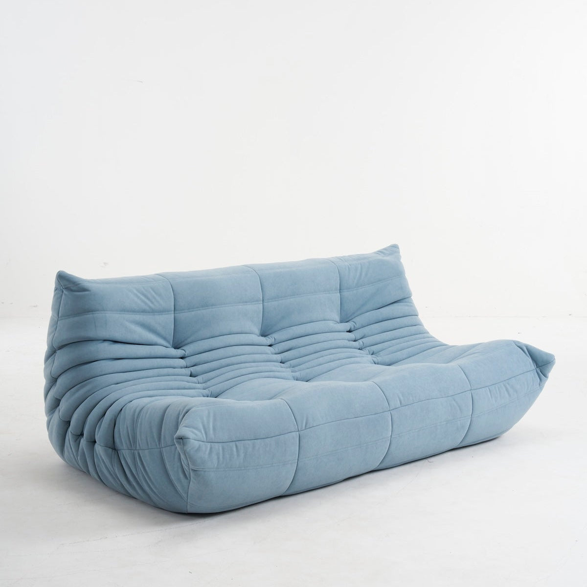 light blue togo 3 seater sofa in suede