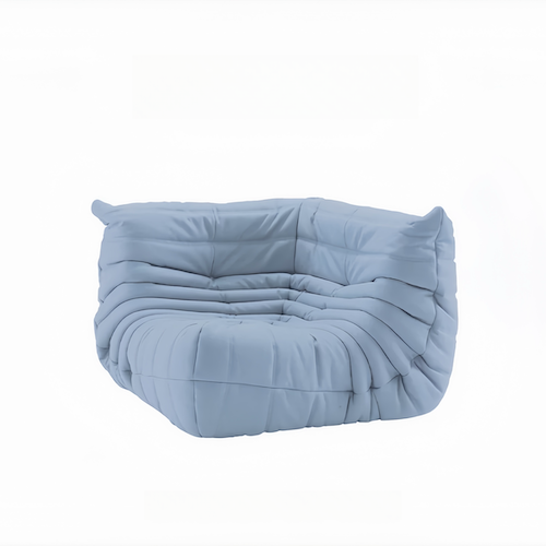 Luxurious Suede Togo Corner Sofa in light blue, offering stylish comfort for modern living rooms - motivodecor.com