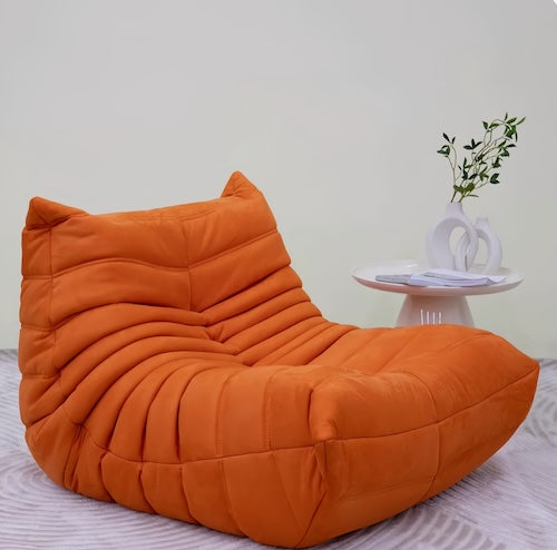 ligne roset togo orange suede fireside chair - orangme.com