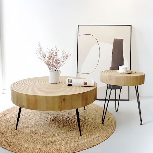 Round Pine Wood Coffee Table for Sale – Minimalist Design for Modern L - motivodecor.com