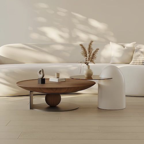 Elegant Walnut Wood Coffee Table Set – A Blend of Modern Minimalism an - motivodecor.com