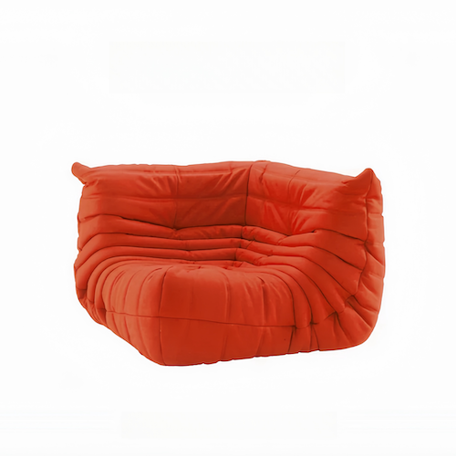 Luxurious suede Togo corner sofa in vibrant color, offering stylish comfort for modern living rooms.