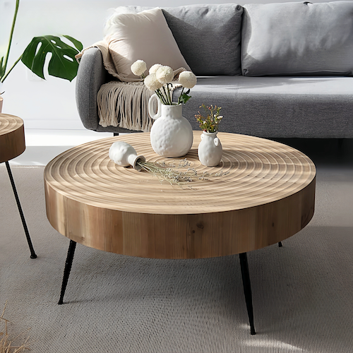 Round Pine Wood Coffee Table for Sale – Minimalist Design for Modern L - motivodecor.com