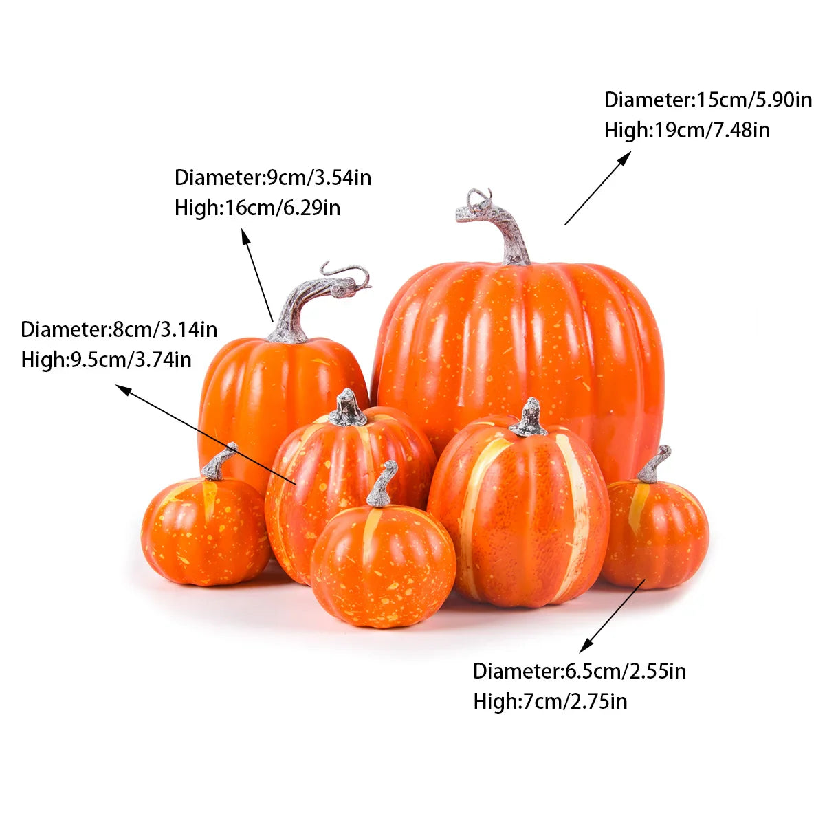 Halloween Artificial Pumpkin Decor | Set of Seven | Fall Decor - motivodecor.com