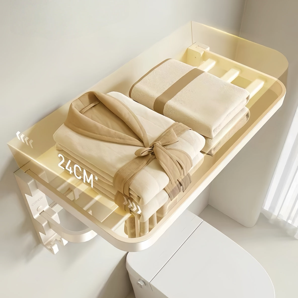 Modern Cream Bathroom Towel Rack & Holder Set – No-Drill Wall Organizer