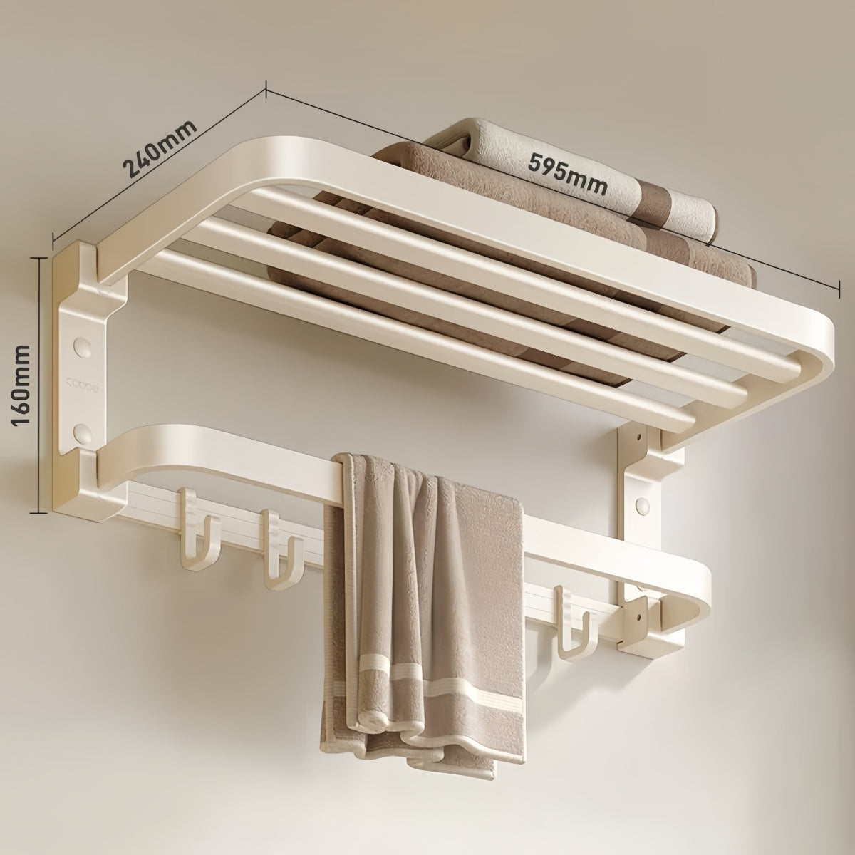 Minimalist Cream Bathroom Towel Bar Set – Adhesive Wall-Mounted Organizer