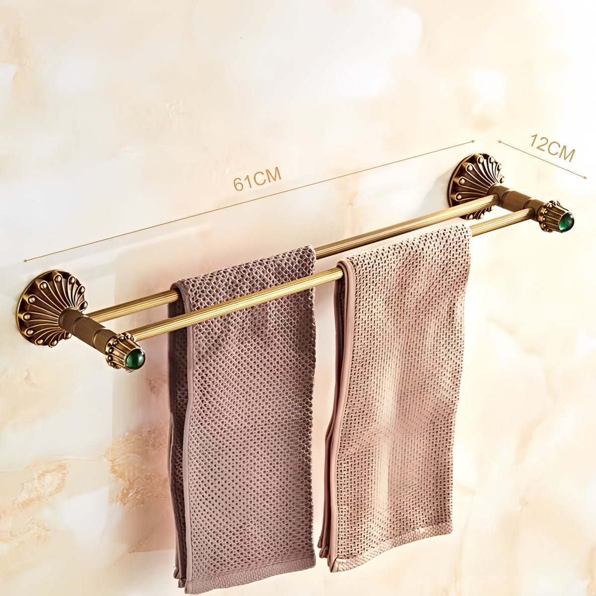 Vintage Solid Brass Towel Rack Luxury Bathroom Hardware & Wall Shelf