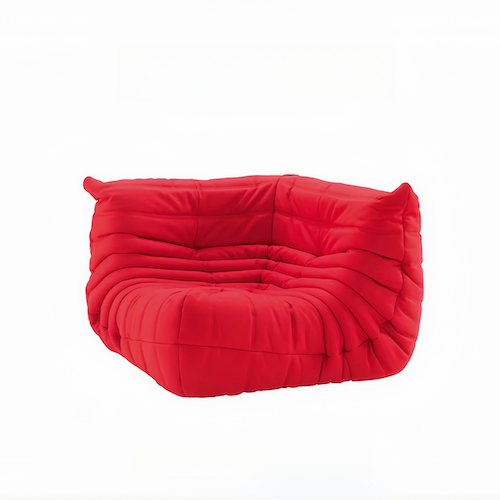 Luxurious Suede Togo Corner Sofa in red, offering stylish comfort for modern living rooms - motivodecor.com