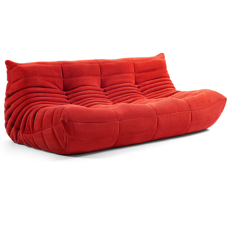 Red Togo Couch in Corduroy Fabric