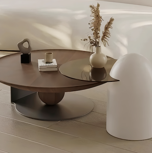 Elegant Walnut Wood Coffee Table Set – A Blend of Modern Minimalism an - motivodecor.com