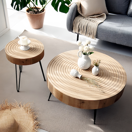 Round Pine Wood Coffee Table for Sale – Minimalist Design for Modern L - motivodecor.com