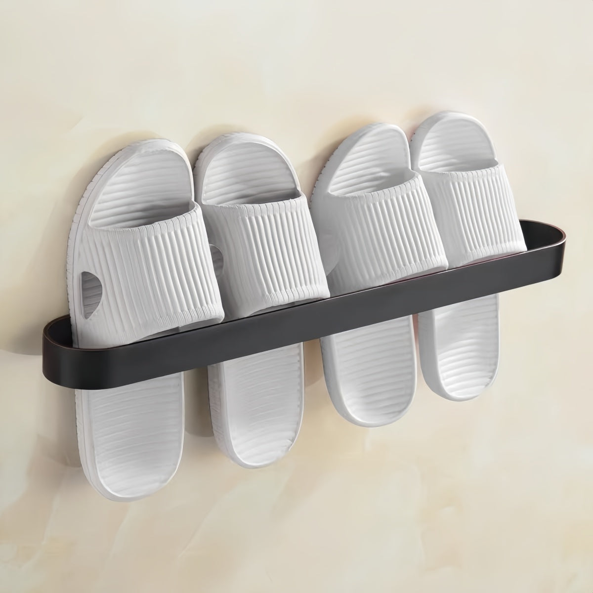 Matte Black Brass Bath Towel Bar – Wall Mounted No-Drill Storage Rack