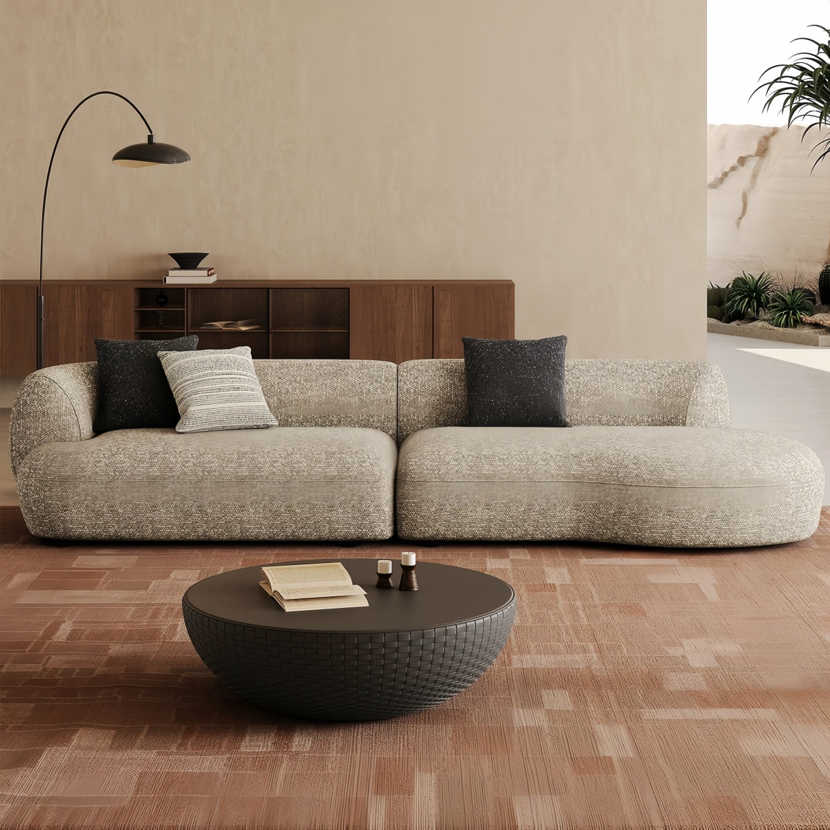 Modern Vintage Cotton-Linen Sofa – 3-Seater Chaise Lounge with Removable Cover