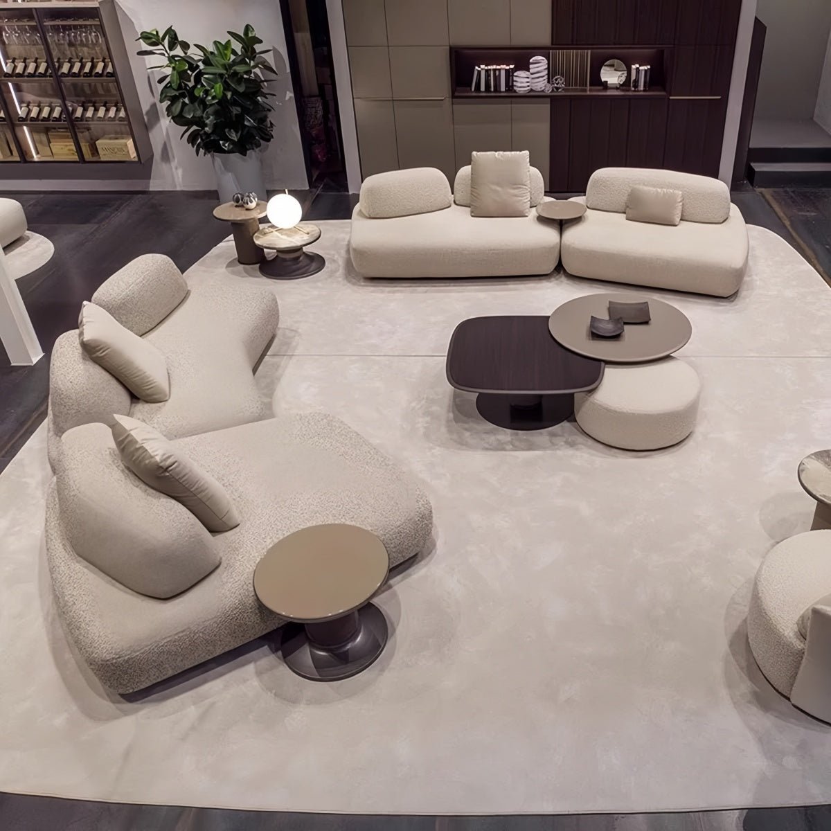 Modern Curved Island Sofa – Modular Irregular Fabric Couch for Large Living Rooms