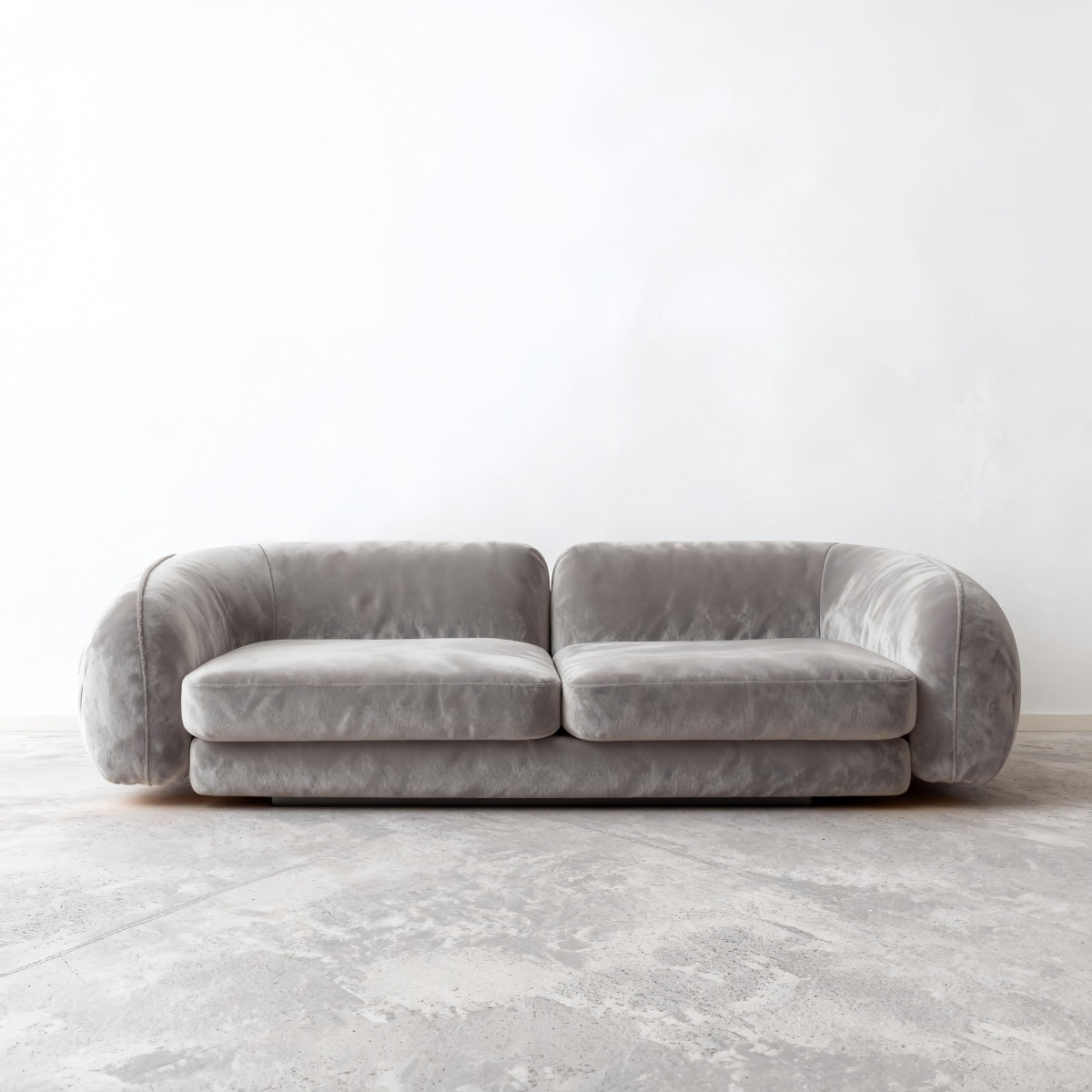 Cream Style Chenille Sofa – Minimalist Straight Couch for Living Room