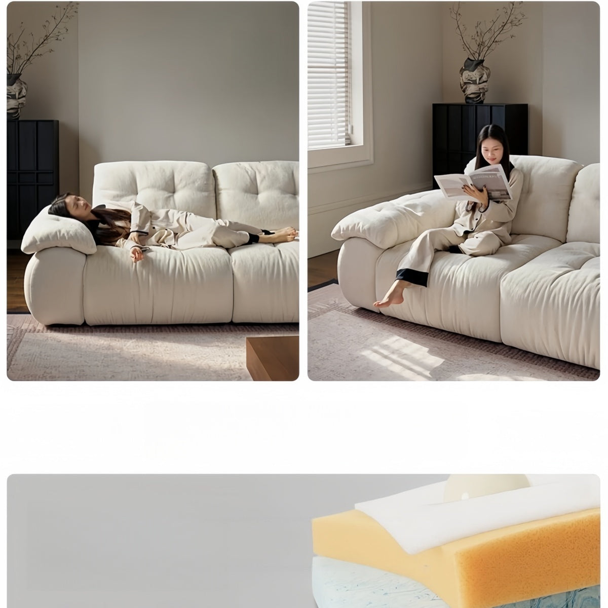 Chenille Cloud Sofa – Soufflé Style Removable Washable Living Room Couch