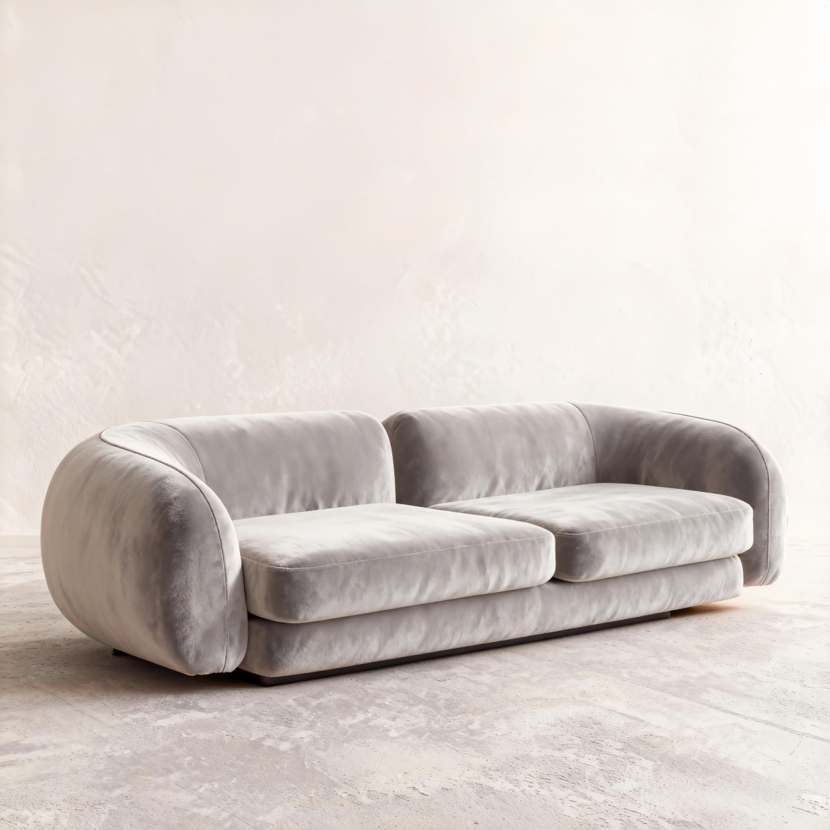 Minimalist Chenille Sofa – Cream Style Straight Couch for Modern Interiors