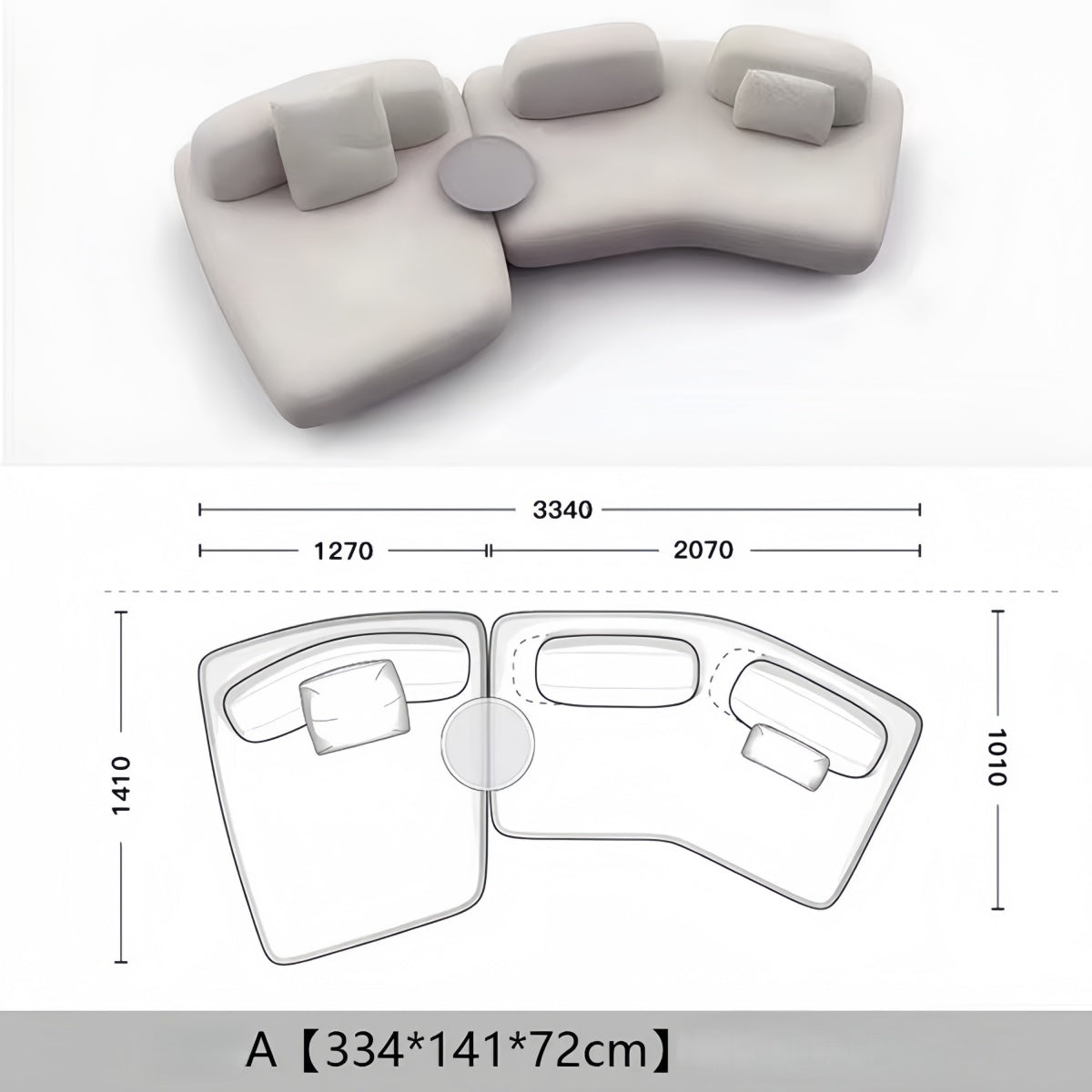 Luxury Curved Modular Sofa – Irregular Island Fabric Couch for Modern Interiors