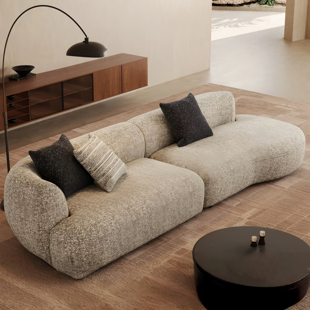 Vintage Cotton-Linen Chaise Sofa – Removable Washable 3-Seater Fabric Couch