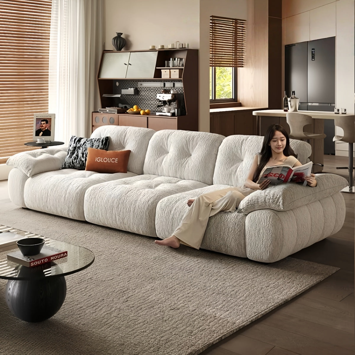 Soufflé Fabric Sofa – Removable Washable Chenille Cloud Sofa for Living Room