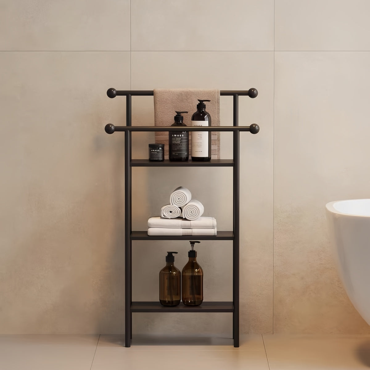 Freestanding Bathroom Storage Rack – Multi-Tier Towel & Bath Towel Organizer Shelf