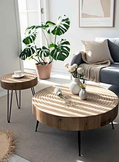 Round Pine Wood Coffee Table for Sale – Minimalist Design for Modern L - motivodecor.com