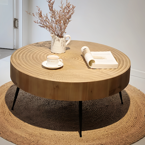 Round Pine Wood Coffee Table for Sale – Minimalist Design for Modern L - motivodecor.com