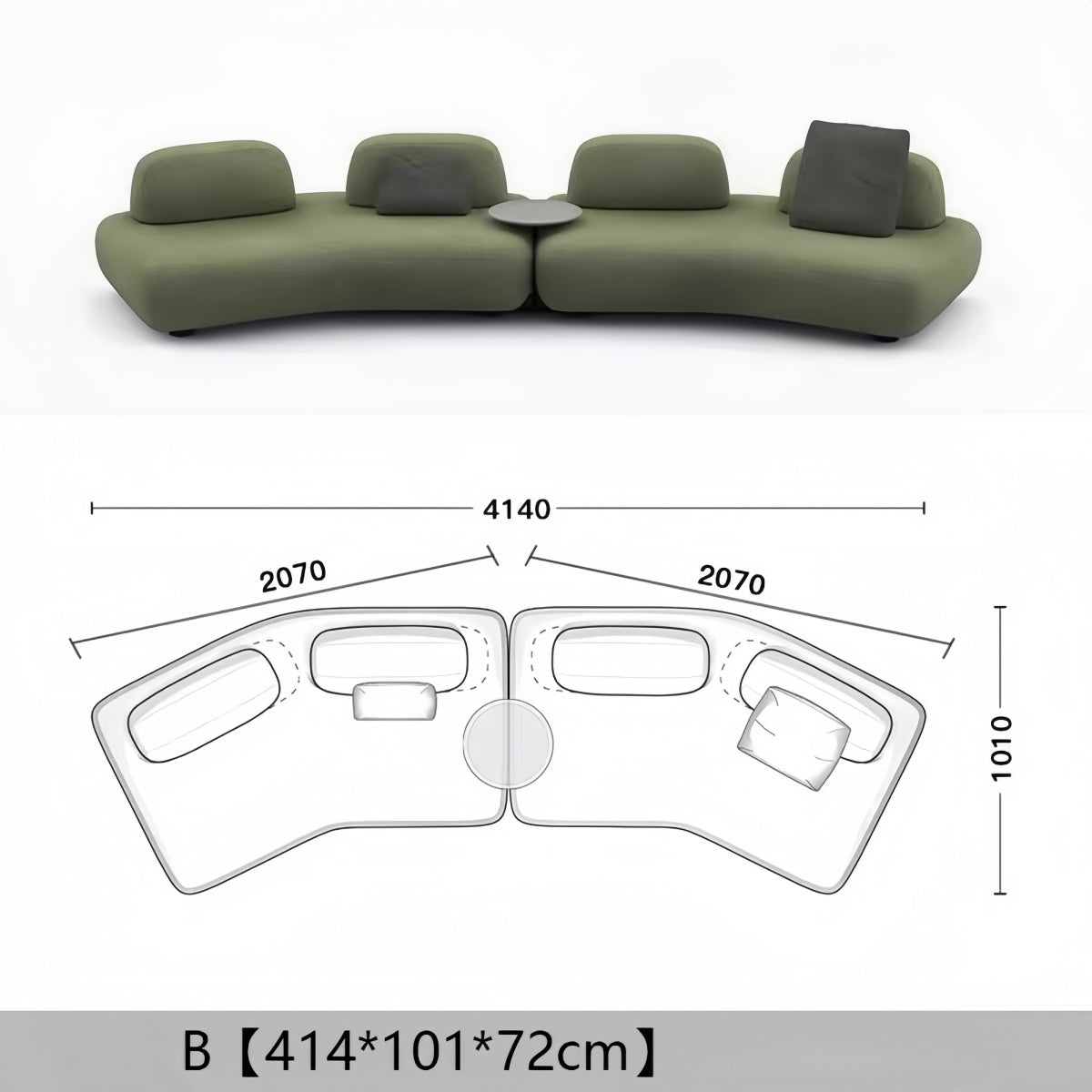Curved Island Sofa – Minimalist Modular Fabric Couch for Studio, Loft & Modern Living Room