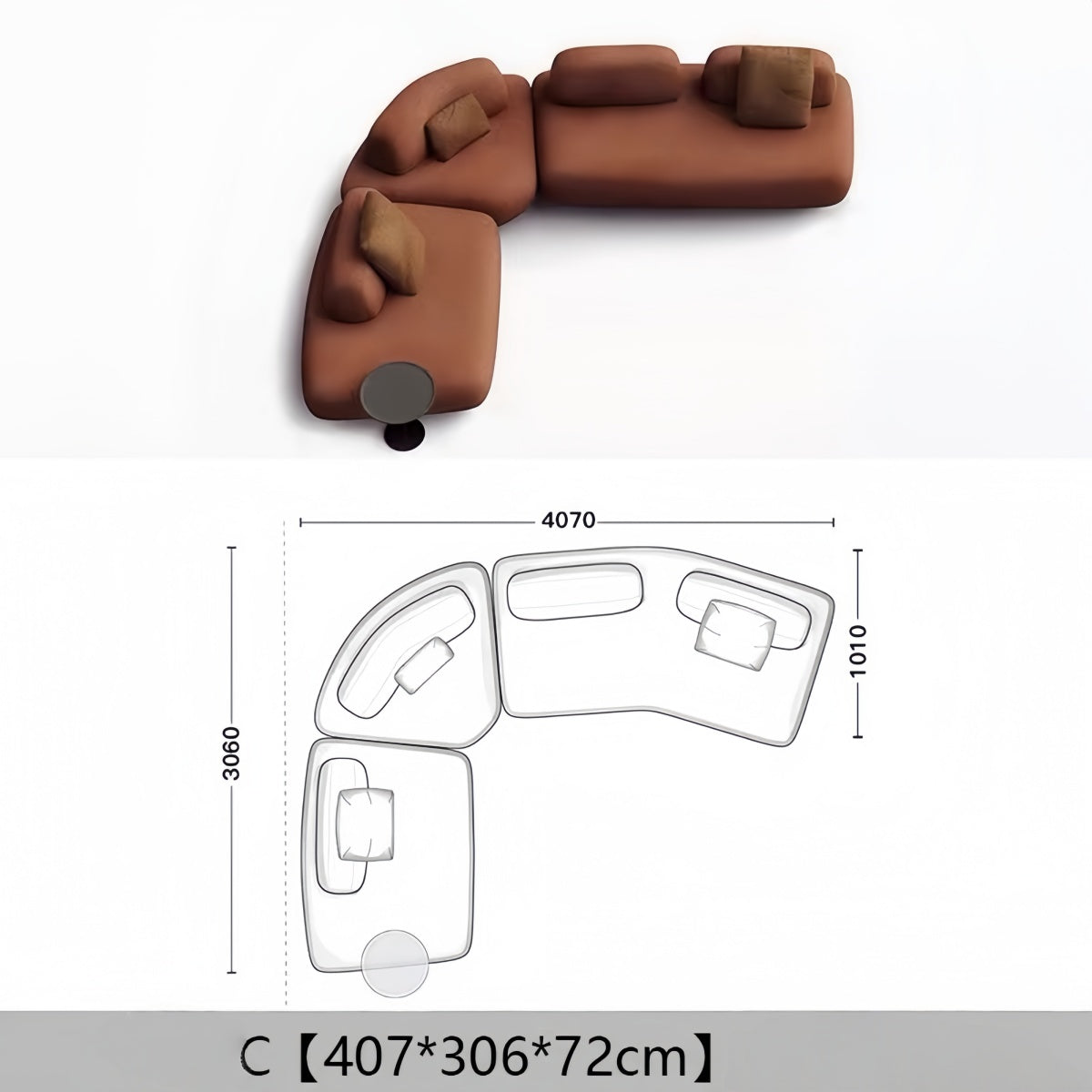 Curved Island Sofa – Minimalist Modular Fabric Couch for Modern Living Room