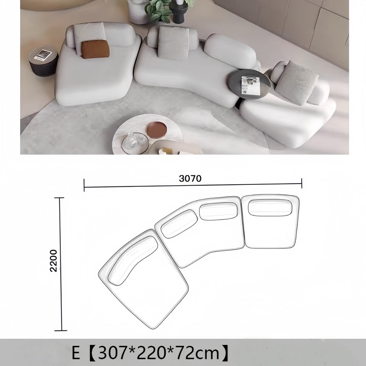 Curved Island Sofa – Minimalist Modular Fabric Couch for Studio, Loft & Modern Living Room