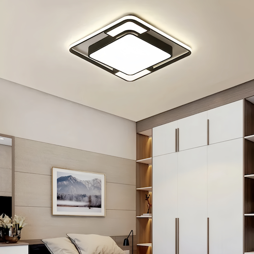 Modern Square Black Ceiling Light | LED, Dimmable, Perfect for Any Roo - motivodecor.com