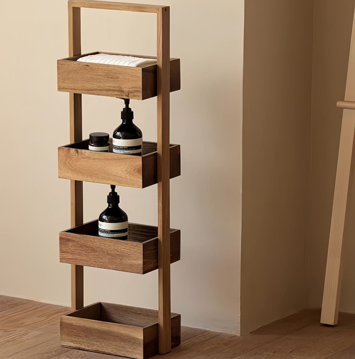 4-Tier Wooden Storage Shelf for Kitchen, Bathroom & Snacks